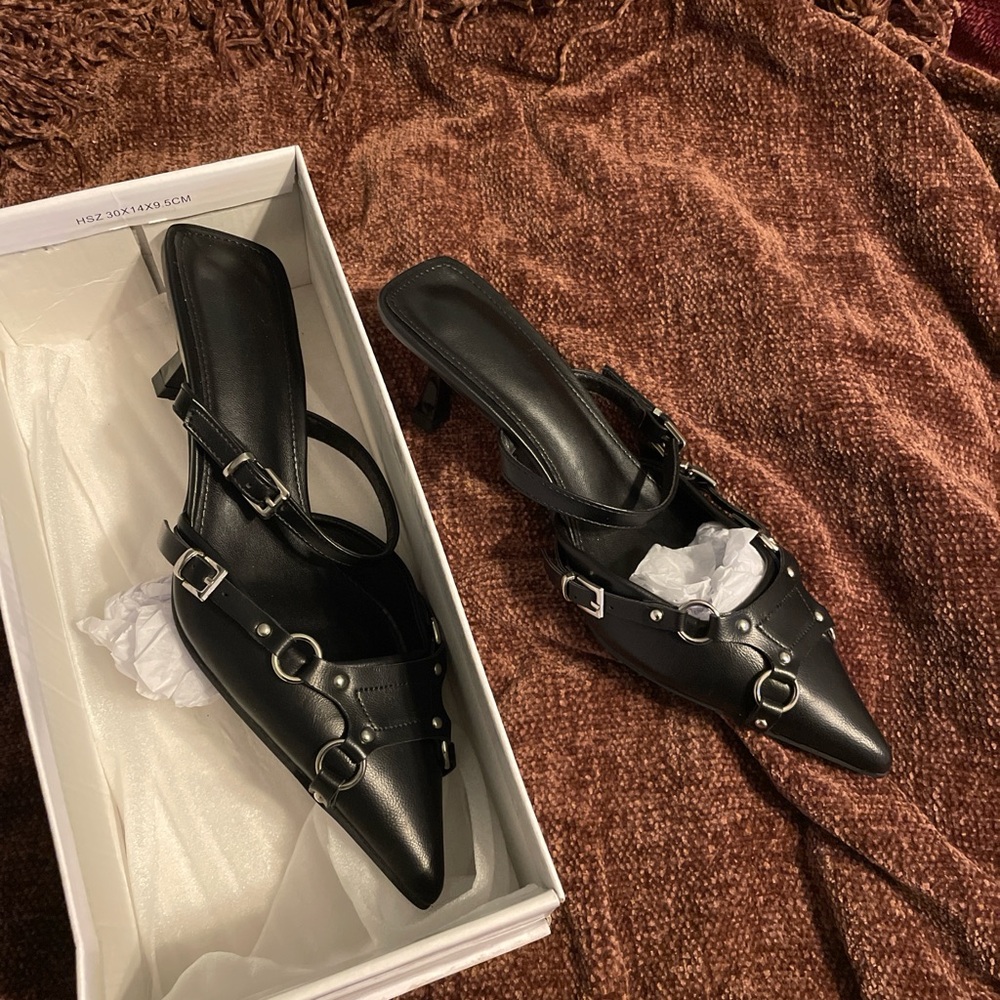 Black kitten mules (sold)